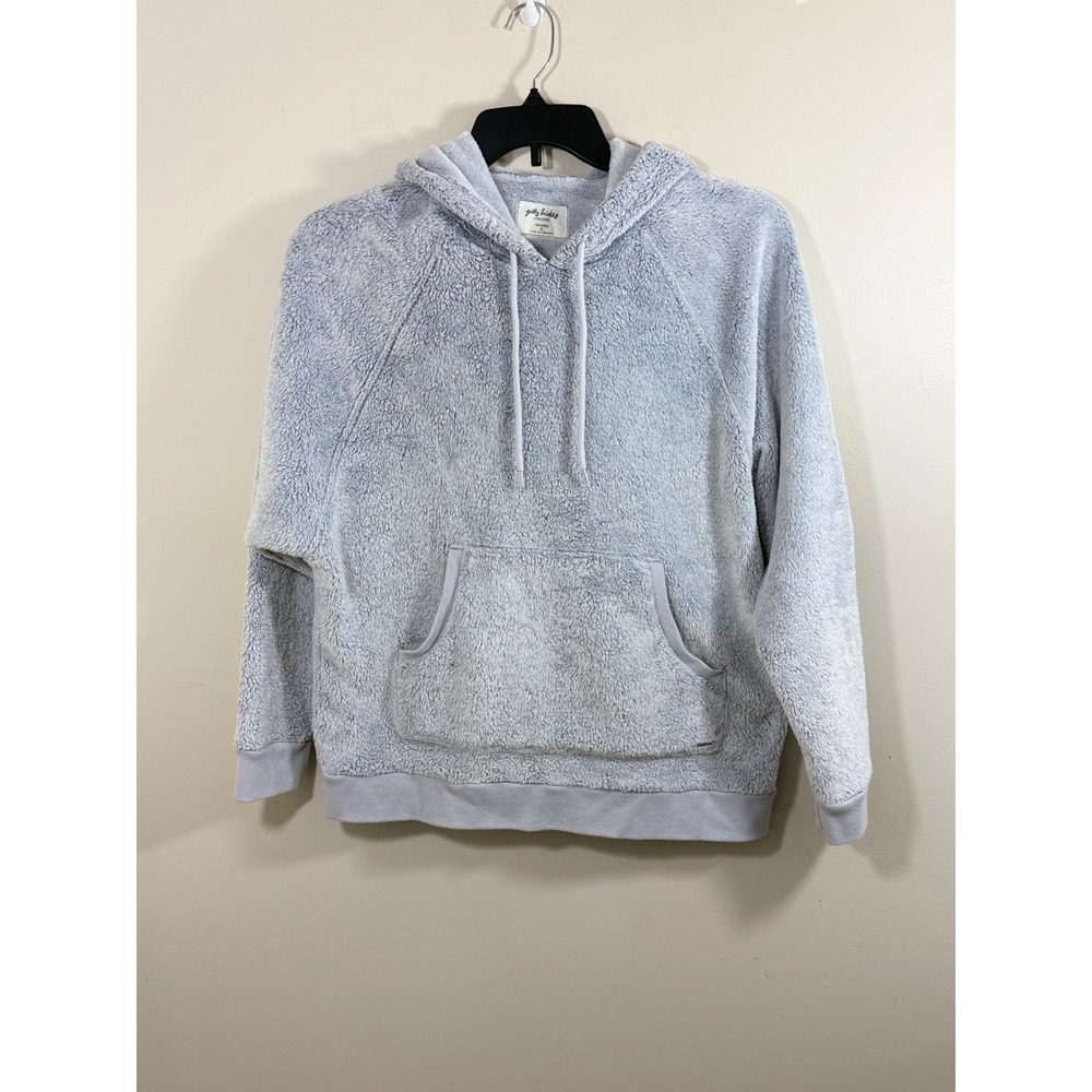 Gilly Hicks Women's L Gray Plush Sherpa Hooded Lounge Pullover Hoodie Cozy Soft